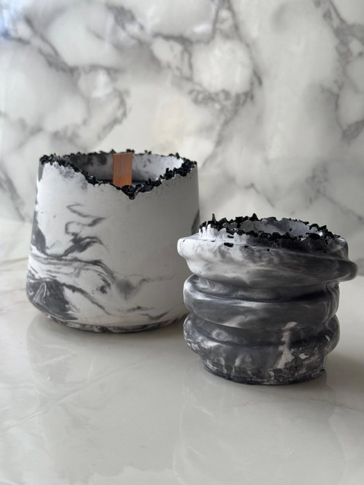 Aberto Design Glamour Candle 43ST - Juego de 3 Velas de Soja Gris y Blanco
